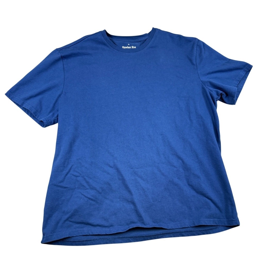 Hawker Rye Mens XL Blue Short Sleeve Crew Neck 100% Cotton Solid Basic Tee Shirt